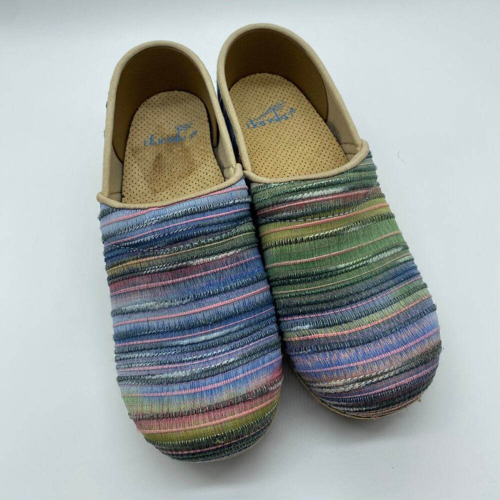 Dansko Multicolored Rainbow Woven Clog Shoes Chunky Boho Women's size 37 / 6.5 - Picture 5 of 7